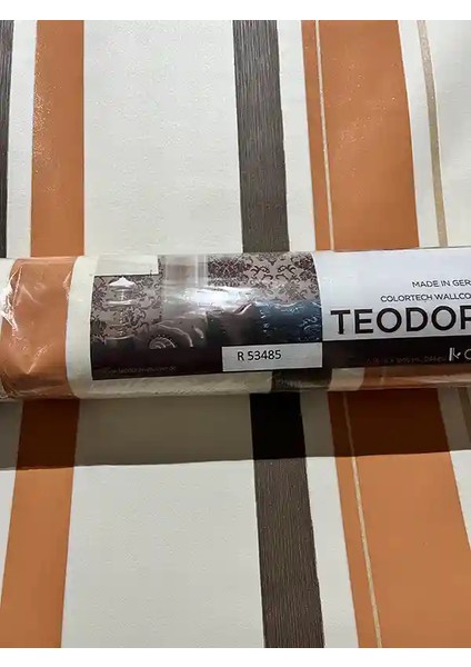 Krem Turuncu Siyah Çizgi Ucuz Duvar Kağıdı 53485