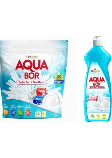 Doğal Mineralli Bulaşık Tableti 30 Adet Kapsül+1 Adet Bulaşık Elde Yıkama Deterjanı