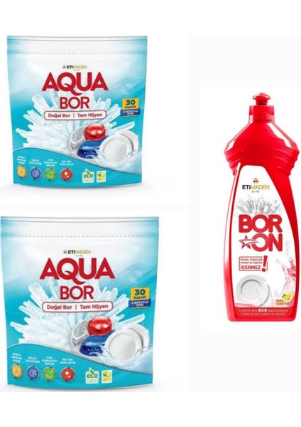 Doğal Mineralli 2 Paket Bulaşık Tableti 30*2 Kapsül+1 Adet Boron Elde Bulaşık Yıkama