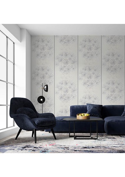 Beyaz Gri Çiçek Desen Ucuz Duvar Kağıdı 53697 modelleri