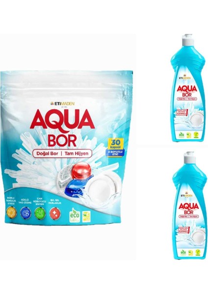 Doğal Mineralli Bulaşık Tableti 30 Adet Kapsül+2 Adet Bulaşık Elde Yıkama Deterjanı