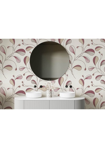 Krem Bordo Desenli Ucuz Duvar Kağıdı 53837 fiyatları