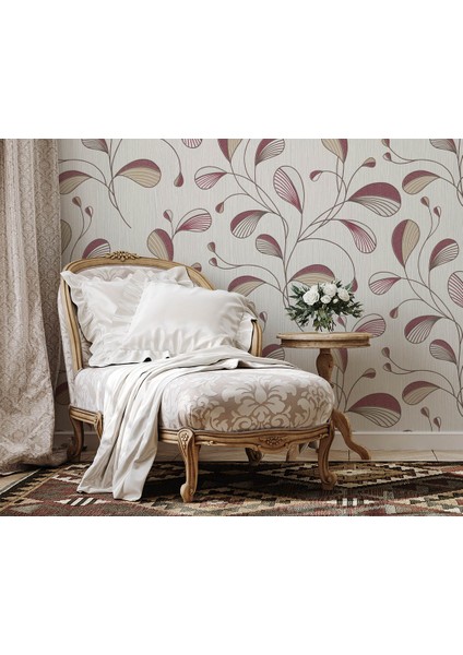 Krem Bordo Desenli Ucuz Duvar Kağıdı 53837 modelleri
