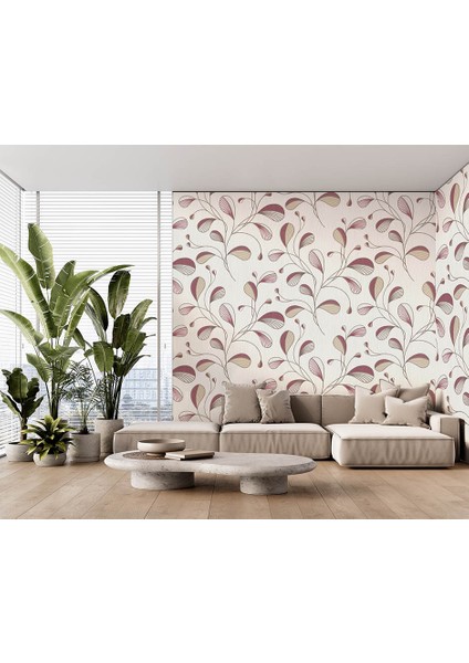 Krem Bordo Desenli Ucuz Duvar Kağıdı 53837 fırsatları