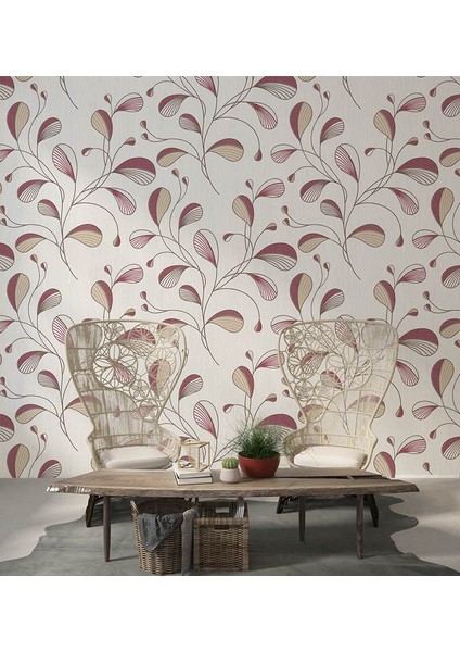 Krem Bordo Desenli Ucuz Duvar Kağıdı 53837 indirimleri
