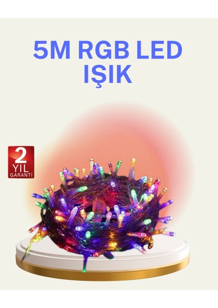 Bfs Şeffaf Kablolu 50 Ampullü 5 Metre LED Işık Dekoratif Aydınlatma