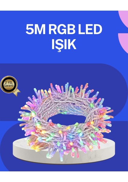 Bfs 5 Metre Şeffaf Kablo LED Peri Işığı 50 Ampullü Dekoratif LED