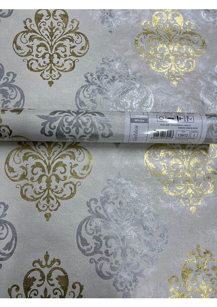 Damaks Desen Gold Gümüş Duvar Kağıdı 13912 fiyatları