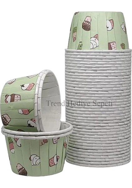 50'li Dondurma Desenli Muffin Kek Kalıbı, Kek Kapsülü Cupcake Kalıbı, Airfryer