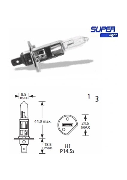 Super Light H1 Halojen Far Ampülü 12 Volt 60-55 Watt