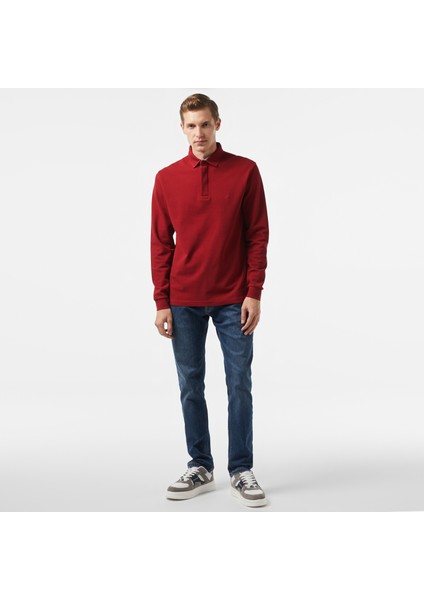 Erkek Bordo Slim Fit Uzun Kollu Polo Yaka T-Shirt K37015T.6VN