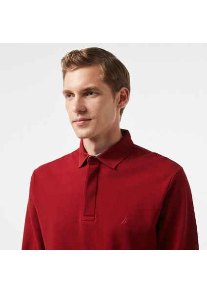 Erkek Bordo Slim Fit Uzun Kollu Polo Yaka T-Shirt K37015T.6VN