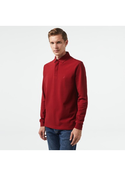 Erkek Bordo Slim Fit Uzun Kollu Polo Yaka T-Shirt K37015T.6VN