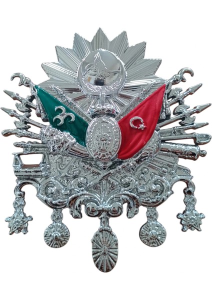 Osmanlı Devlet Arması Vidalı Kabartma Logo Büyük 12X11CM Krom