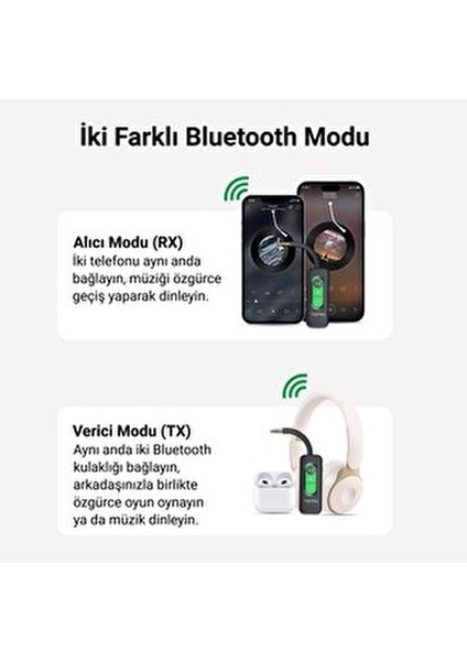 Aux Bluetooth 5.4 Transmitter & Receiver Kablosuz Ses Adaptörü Model V-UB505 ile Gecikmesiz Ses fırsatları