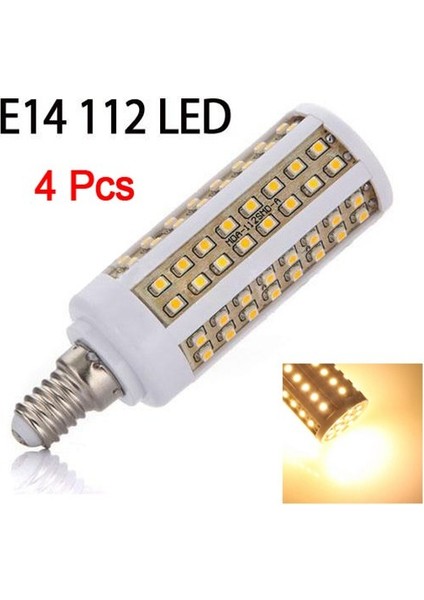 4x E14 5 5W 112 LED Smd Işık Sıcak Beyaz Mısır Lamba Ampulü (Yurt Dışından)