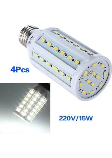 4pcs E27 15W 5630SMD LED Saf Beyaz Mısır Ampul Lambası 220V (Yurt Dışından)