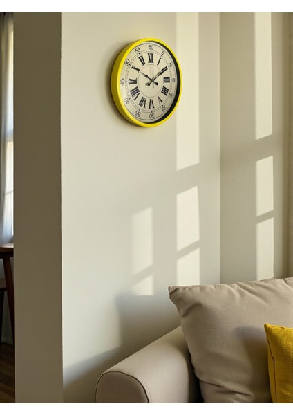 Zentime 36 cm Sarı Dekoratif Duvar Saati modelleri