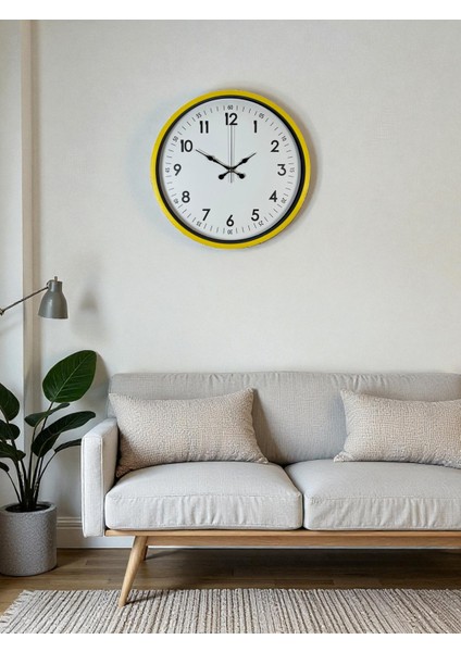 Zentime 36 cm Sarı Dekoratif Duvar Saati