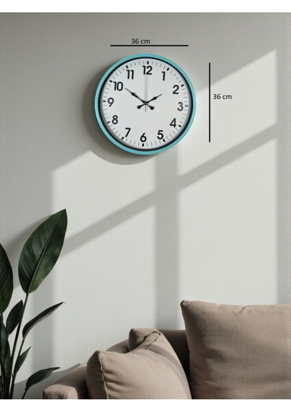 Zentime 36 cm Turkuaz Dekoratif Duvar Saati indirimleri