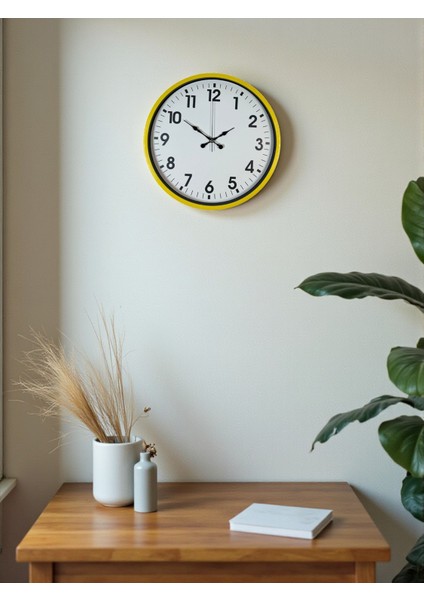 Zentime 36 cm Sarı Dekoratif Duvar Saati
