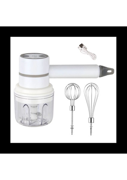 Kablosuz Yiyecek Mikseri 3 Hız El Elektrikli Yumurta Çırpıcı Sarımsak Pişirme Mikser Çok Fonksiyonlu Mutfak Robotu Beyaz (Yurt Dışından)