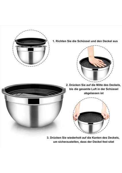 10 Adet Karıştırma Kasesi, Hava Geçirmez Kapaklı Paslanmaz Çelik Istiflenebilir Salata Kasesi, Mutfak Pişirme Pişirme Için Servis Kasesi, Vb. (Yurt Dışından)