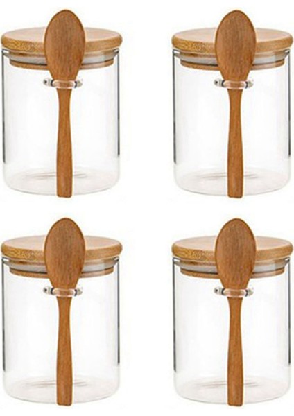 Mutfak Depolama Için Bambu Kapaklı ve Kaşık Kavanozlu 2 Adet (Yurt Dışından)