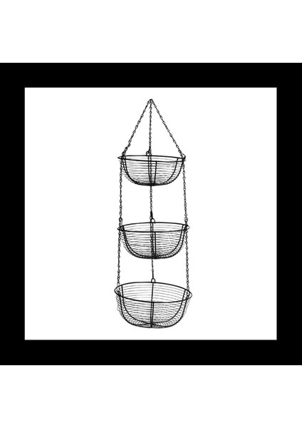 3 Katmanlı Asılı Sepet Meyve Organizatör Mutfak Ağır Tel Organizatör Tel Metal Tavan Kancaları-Siyah Tel Sepet (Yurt Dışından)