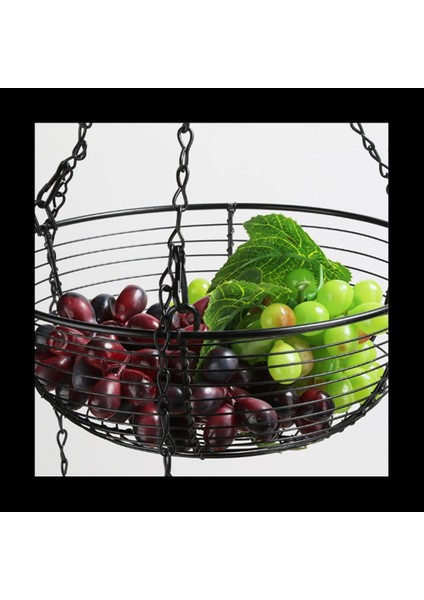 3 Katmanlı Asılı Sepet Meyve Organizatör Mutfak Ağır Tel Organizatör Tel Metal Tavan Kancaları-Siyah Tel Sepet (Yurt Dışından) modelleri