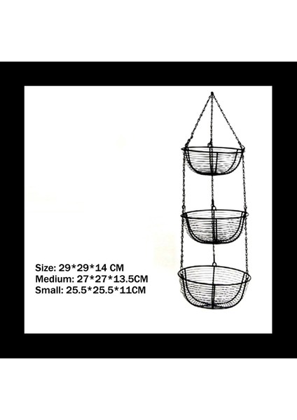 3 Katmanlı Asılı Sepet Meyve Organizatör Mutfak Ağır Tel Organizatör Tel Metal Tavan Kancaları-Siyah Tel Sepet (Yurt Dışından) indirimleri