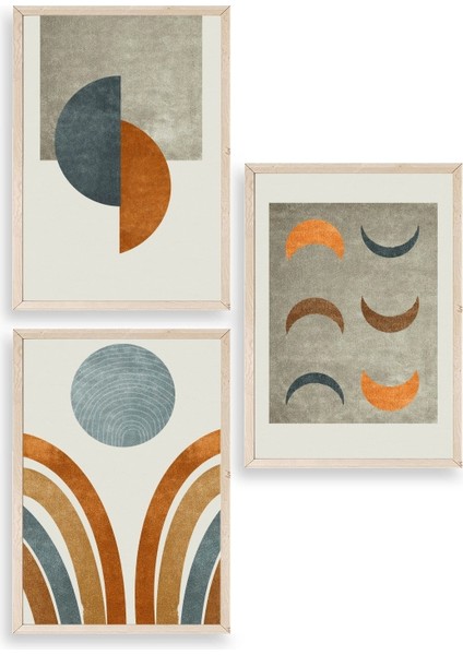 Manzara Üçlü Ahşap Çerçeveli Tablo 30 x 42