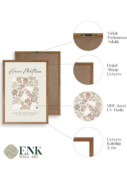 Matisse Üçlü Ahşap Çerçeveli Tablo 50 x 70 fırsatları