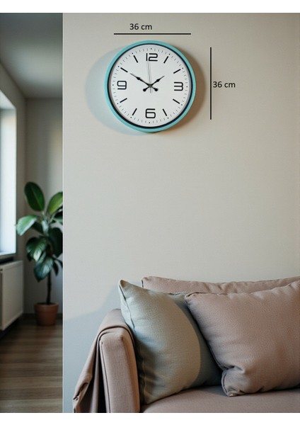 Zentime 36 cm Turkuaz Dekoratif Duvar Saati indirimleri