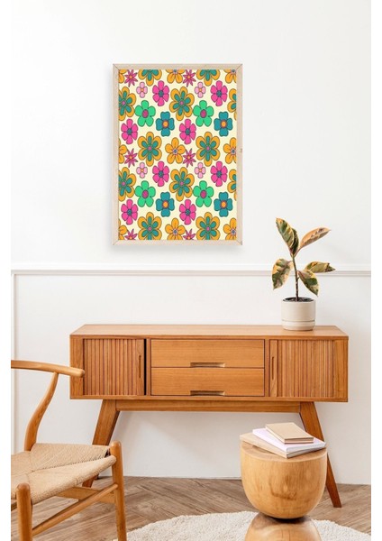 Çiçekler Ahşap Çerçeveli Tablo 23 x 23