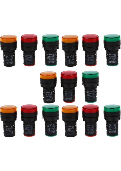 Kırmızı Sarı-Yeşil Işık Lambası 22 mm LED Pilot Ekran Paneli Ac 220 V 15 Pcs (Yurt Dışından)