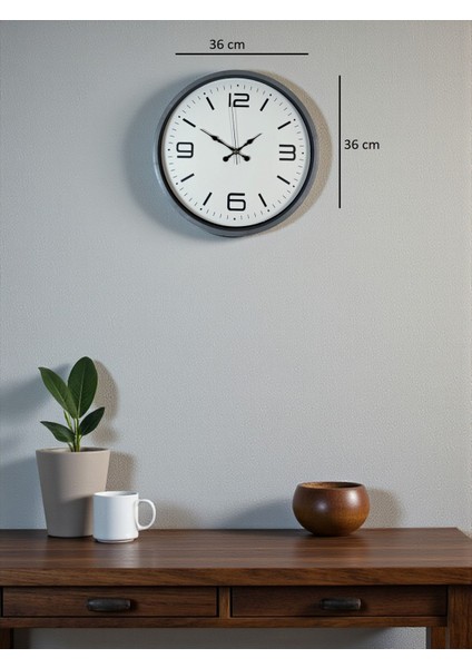 Zentime 36 cm Gri Dekoratif Duvar Saati indirimleri