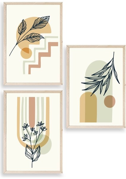 Manzara Üçlü Ahşap Çerçeveli Tablo 23 x 30