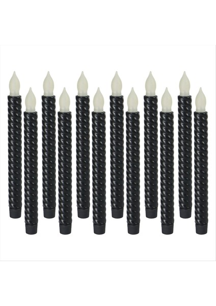 LED Mum Işıkları Uzun Sarı Flaş Simülasyonu Uzun Kutup Mum Doğum Günü Düğün Dekorasyon Işıkları Siyah (Yurt Dışından)