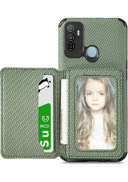 Oppo A53/A32 Stand Fonksiyonu Rfıd Engelleme Manyetik Kart Tutucu Için Kılıf (Yurt Dışından)