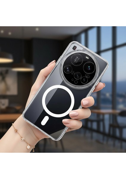 Xiaomi 15 Ultra Kılıf Magsafe Özellikli Sararmaz Kristal Sert Kapak Şeffaf