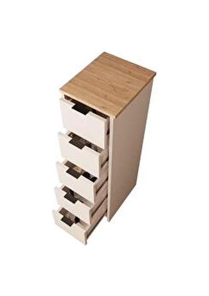 Flora Makyaj Masası Takımı Kumtaşı Renkli 2+5 Çekmeceli Aynalı Şifonyer Set T2060