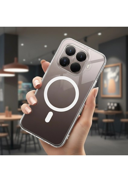Xiaomi 15T Pro Kılıf Magsafe Özellikli Sararmaz Kristal Sert Kapak Şeffaf