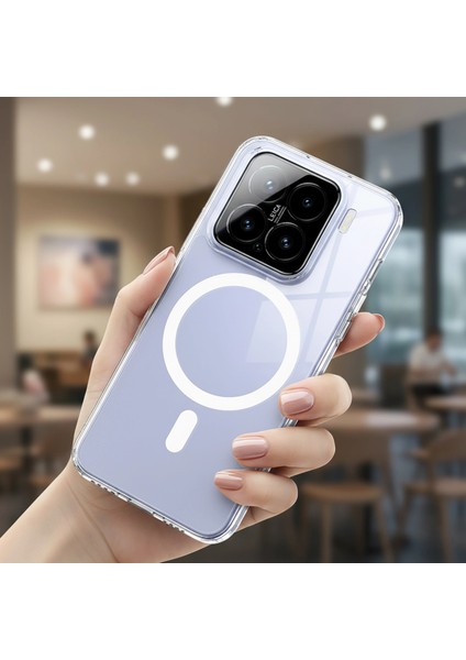 Xiaomi 15 Kılıf Magsafe Özellikli Sararmaz Kristal Sert Kapak Şeffaf