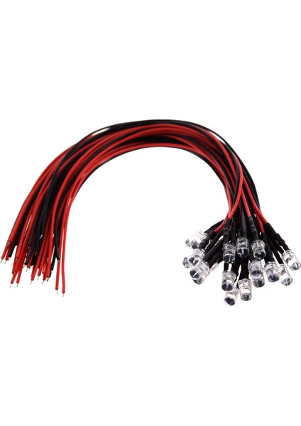 20 x 5mm Mavi LED Lamba Işık Seti Önceden Kablolu 12V Dc 25CM (Yurt Dışından)