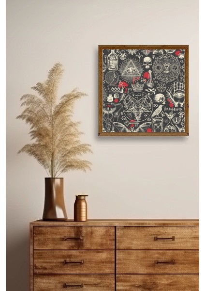 666 Ahşap Çerçeveli Tablo 50 x 50 fiyatları