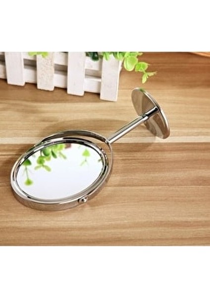 Yuvarlak Gümüş Makyaj Ayna 360 Derece Dönebilen Büyüteçli Seyehat Aynası Kullanım Alanı: Banyo