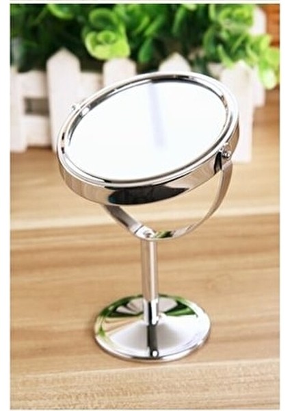 Yuvarlak Gümüş Makyaj Ayna 360 Derece Dönebilen Büyüteçli Seyehat Aynası Kullanım Alanı: Banyo
