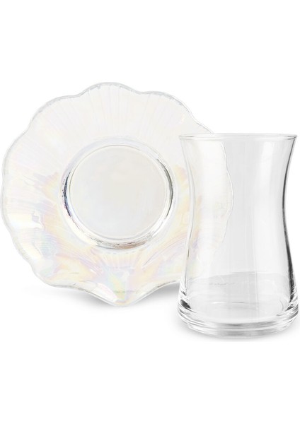 Shell 6 Kişilik 12 Parça Lüsterli Cam Çay Seti modelleri