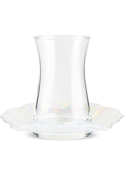 Shell 6 Kişilik 12 Parça Lüsterli Cam Çay Seti